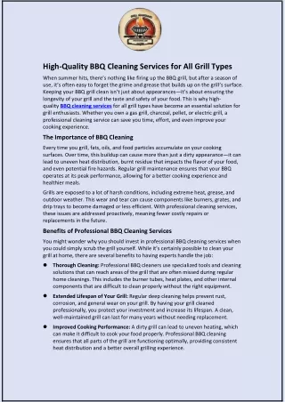 High-Quality BBQ Cleaning Services for All Grill Types