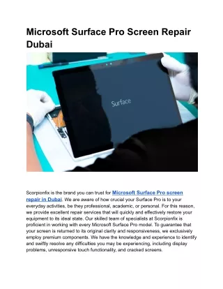 Microsoft Surface Pro Screen Repair Dubai