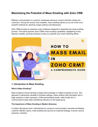 Maximising the Potential of Mass Emailing with Zoho CRM