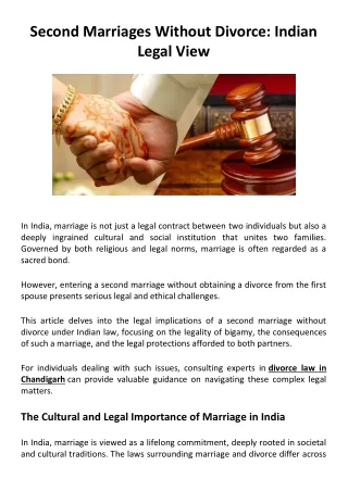 Second Marriages Without Divorce-Indian Legal View