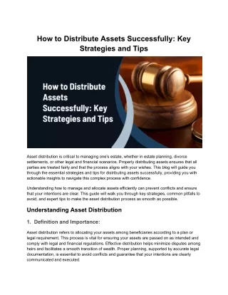 How to Distribute Assets: Key Strategies and  Tips for Success