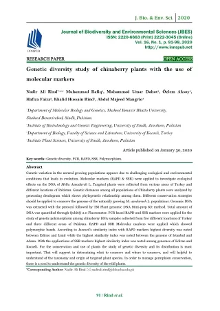 Genetic diversity study of chinaberry plants with the use of molecular markers