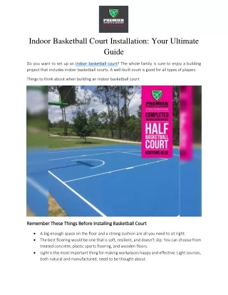 Indoor Basketball Court Installation Your Ultimate Guide