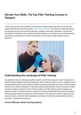 Elevate Your Skills The Top Filler Training Courses in Glasgow