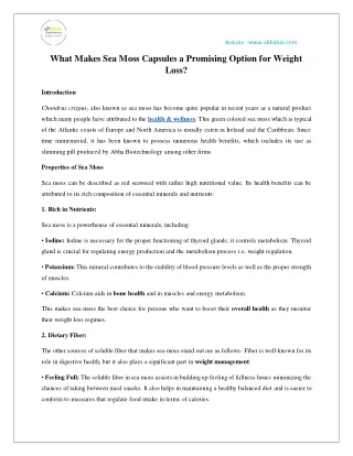 What Makes Sea Moss Capsules a Promising Option for Weight Loss