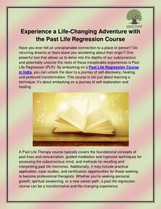 Past Life Regression Course in India