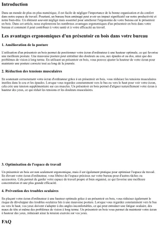 Les avantages ergonomiques d'un présentoir en bois dans votre bureau
