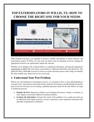 Ensuring Effectual Pest Control in Willis, TX | Bed Bug Texas