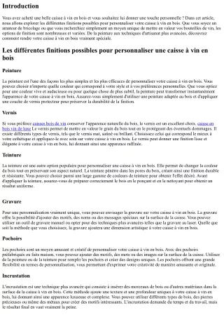 Les différentes finitions possibles pour personnaliser une caisse à vin en bois