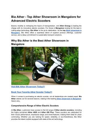 Bia Ather - Top Ather Showroom in Mangalore for Advanced Electric Scooters