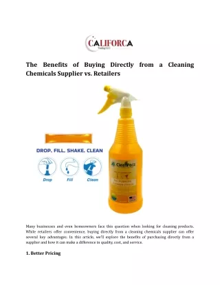 The Benefits of Buying Directly from a Cleaning Chemicals Supplier vs. Retailers