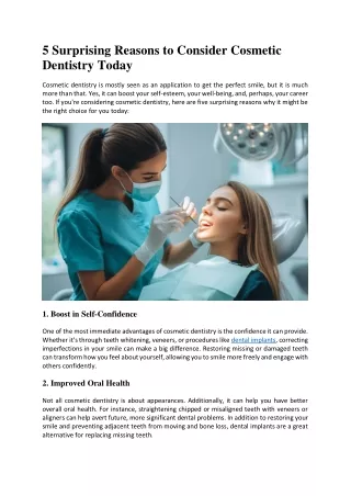 5 Surprising Reasons to Consider Cosmetic Dentistry Today