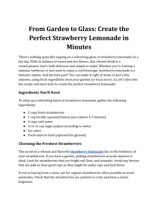 From Garden to Glass_ Create the Perfect Strawberry Lemonade in Minutes