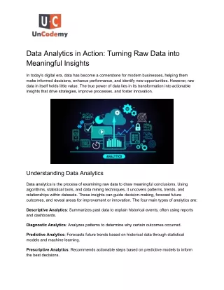 Data Analytics in Action: Turning Raw Data into Meaningful Insights