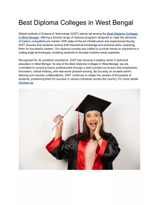 Best Diploma Colleges in West Bengal
