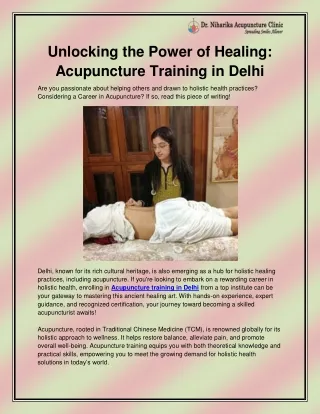Acupuncture training in Delhi