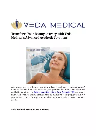 Transform Your Beauty Journey with Veda Medical’s Advanced Aesthetic Solutions