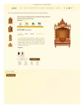 Sacred Space Medium Floor Rested Pooja Mandir without Door