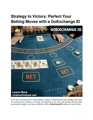 Strategy to Victory_ Perfect Your Betting Moves with a GoExchange ID