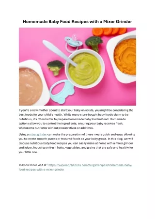 Homemade Baby Food Recipes with a Mixer Grinder