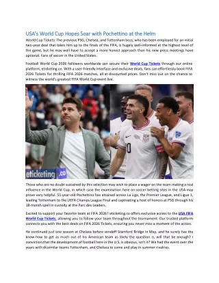 USA's World Cup Hopes Soar with Pochettino at the Helm