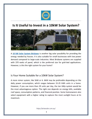 Is It Useful to Invest in a 10kW Solar System