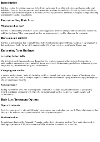 Finding Confidence Through Hair Loss Solutions