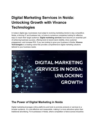 Digital Marketing Services in Noida_ Unlocking Growth with Vivance Technologies