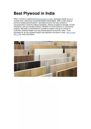 Best Plywood in India