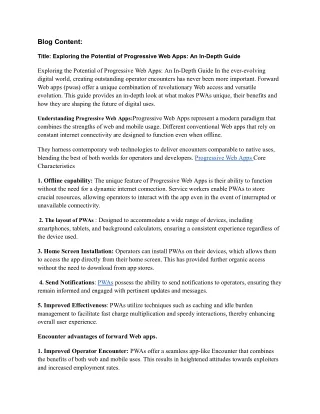 Exploring the Potential of Progressive Web Apps_ An In-Depth Guide