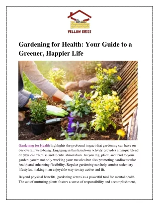 Gardening for Health Your Guide to a Greener, Happier Life