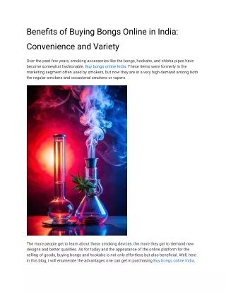 Benefits of Buying Bongs Online in India_ Convenience and Variety