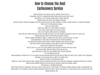How to Choose the Best CarRecovery Service