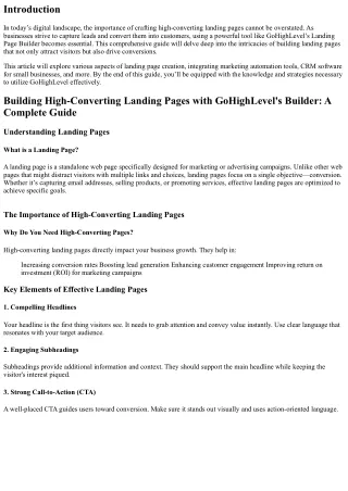 Building High-Converting Landing Pages with GoHighLevel's Builder: A Complete Gu