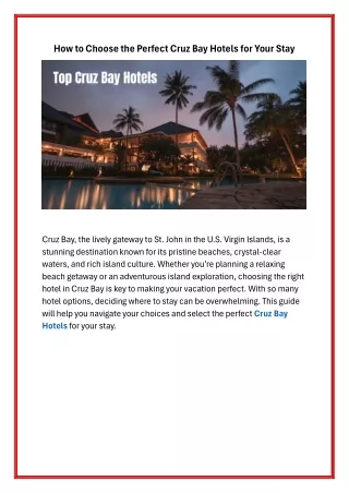 How to Choose the Perfect Cruz Bay Hotels for Your Stay