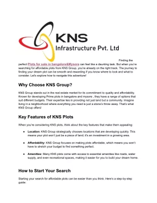 Plots for sale in bangalore&Mysore