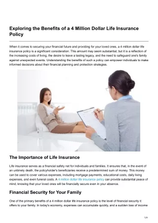 Exploring the Benefits of a 4 Million Dollar Life Insurance Policy