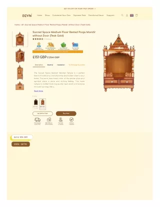 Sacred Space Medium Floor Rested Pooja Mandir without Door