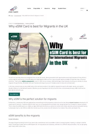 eSIM for Migrants UK – Affordable, Easy Setup