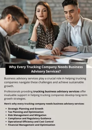 Why Every Trucking Company Needs Business Advisory Services?