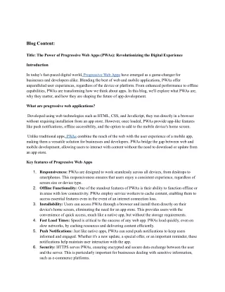 The Power of Progressive Web Apps (PWAs)_ Revolutionizing the Digital Experience