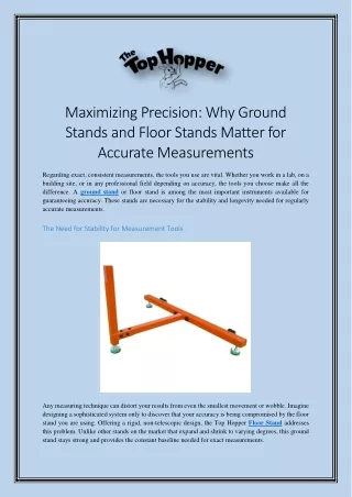 Maximizing Precision Why Ground Stands and Floor Stands Matter for Accurate Measurements