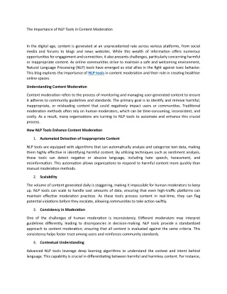 The Importance of NLP Tools in Content Moderation