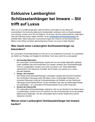 Exklusive Lamborghini Schlüsselanhänger bei Imware – Stil trifft auf Luxus