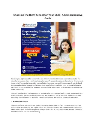 Choosing the Right School for Your Child: A Comprehensive Guide