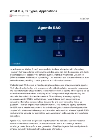 Agentic RAG What It Is, Its Types, Applications And Implementation