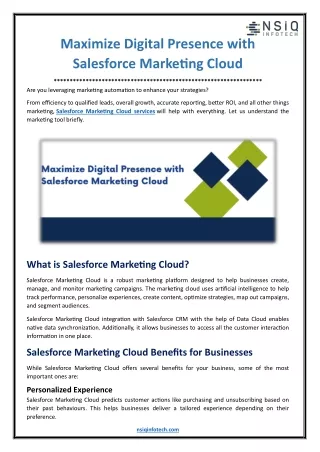 Maximize Digital Presence with Salesforce Marketing Cloud