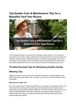 Top Garden Care & Maintenance Tips for a Beautiful Yard Year-Round