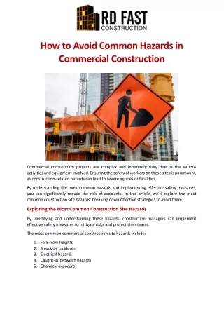 How to Avoid Common Hazards in Commercial Construction