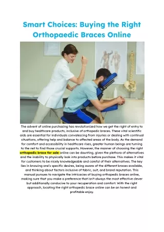 Smart Choices: Buying the Right Orthopaedic Braces Online